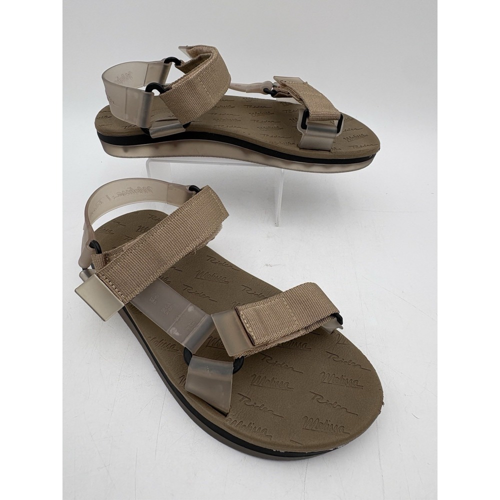 Rider x Melissa Papete  Women's Sandals Size 9 Beige Adjustable Strap Clear Sole